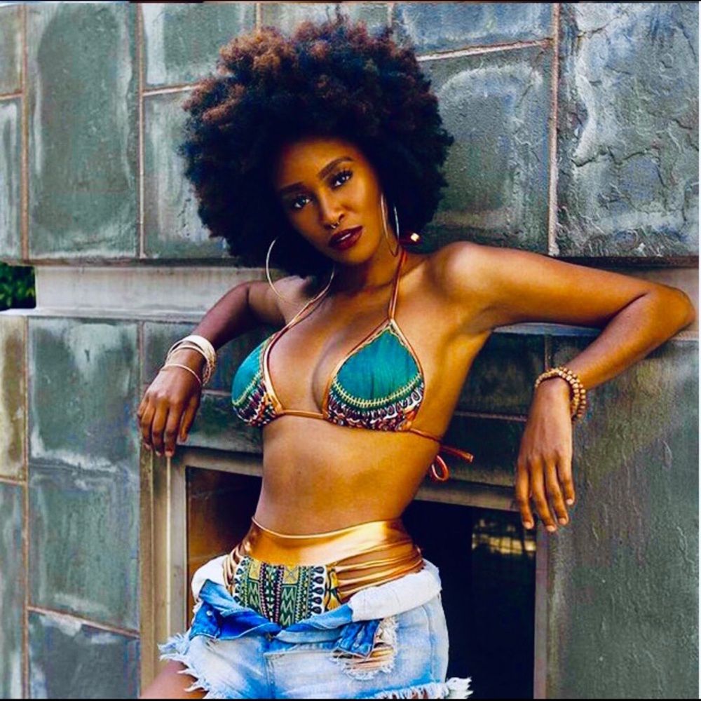NWT L 3XL ( and 2X) African gold turquoise hiwaist